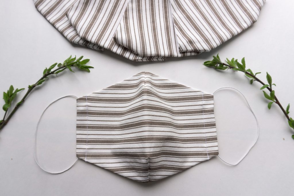 Striped reusable masks on the table